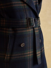Joules Amberley Navy Blue Longline Wool Blend Coat with Belt - Image 5 of 10