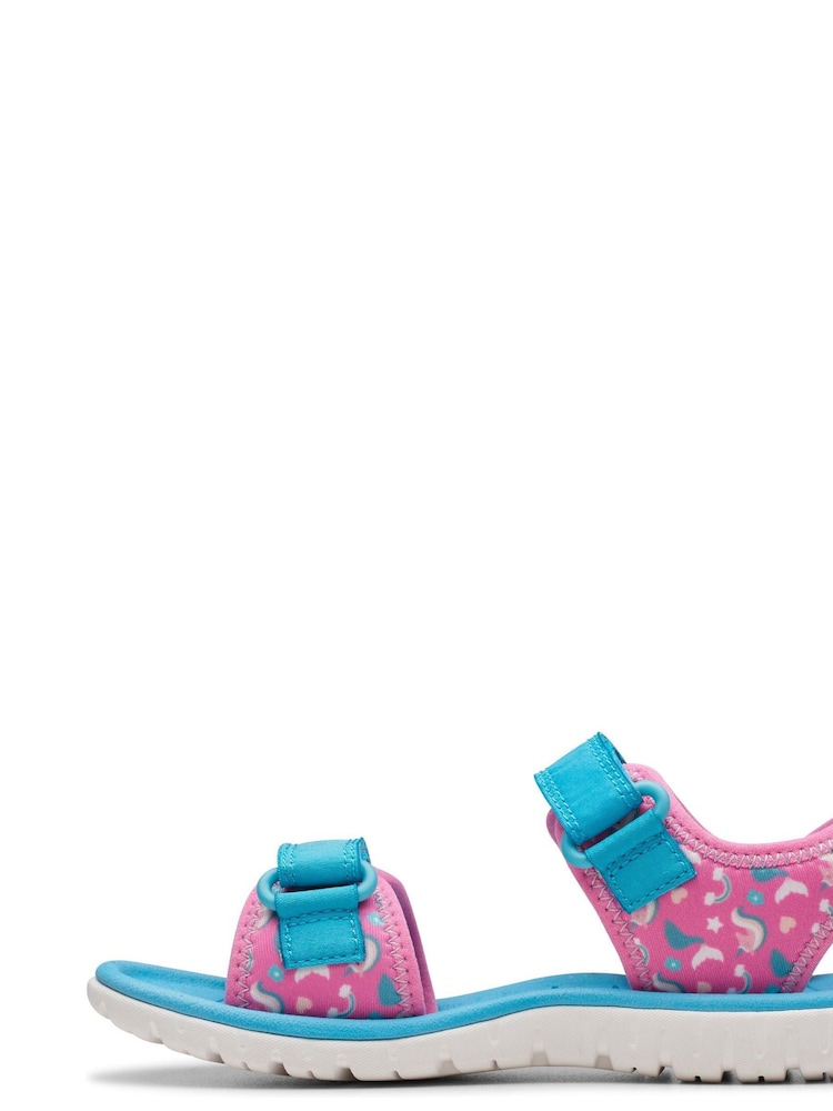 Clarks Pink Hot Surfingtide Kids Sandals - Image 2 of 7 Clarks Pink Hot Surfingtide Kids Sandals - Image 2 of 7