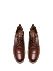 Clarks Brown Leather Adwin Cap Boots - Image 4 of 7