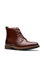 Clarks Brown Leather Adwin Cap Boots - Image 6 of 7
