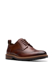 Clarks Brown Standard Fit (G) Leather Aldwin Limit Shoes - Image 3 of 8