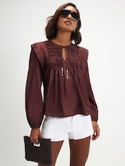 River Island Red Smock Yoke Blouse - Image 1 of 4