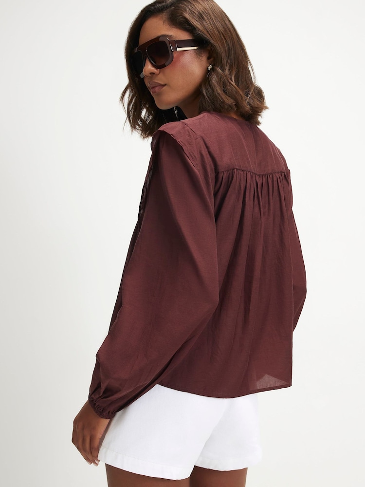 River Island Red Smock Yoke Blouse - Image 2 of 4 River Island Red Smock Yoke Blouse - Image 2 of 4
