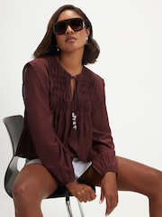 River Island Red Smock Yoke Blouse - Image 4 of 4