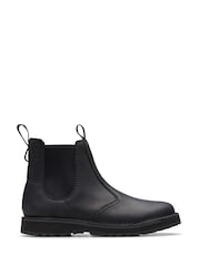 Schwarz - Clarks Solsbury Chelsea-Stiefel aus Leder - Bild 1 von 7