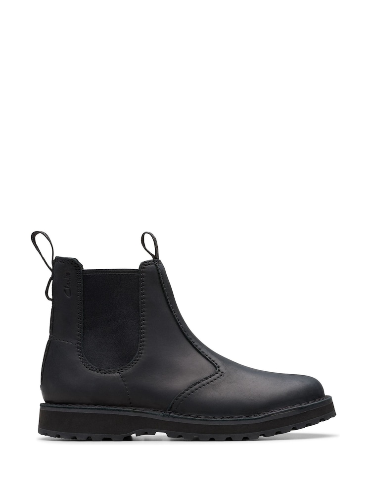 Schwarz - Clarks Solsbury Chelsea-Stiefel aus Leder - Bild 1 von 7
