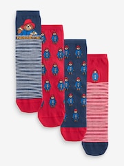 Navy Blue/Red Paddington Bear Ankle Socks 4 Pack - Image 1 of 5