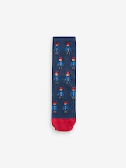 Navy Blue/Red Paddington Bear Ankle Socks 4 Pack - Image 3 of 5