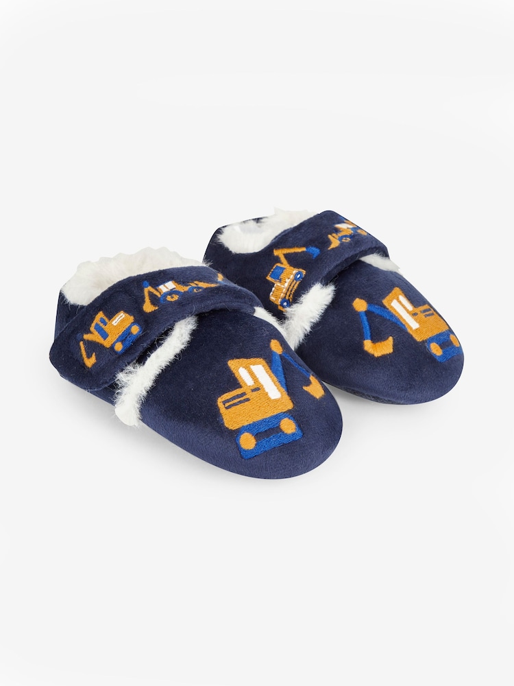 JoJo Maman Bébé Navy Girls' Digger Easy On Slippers - Image 1 of 4