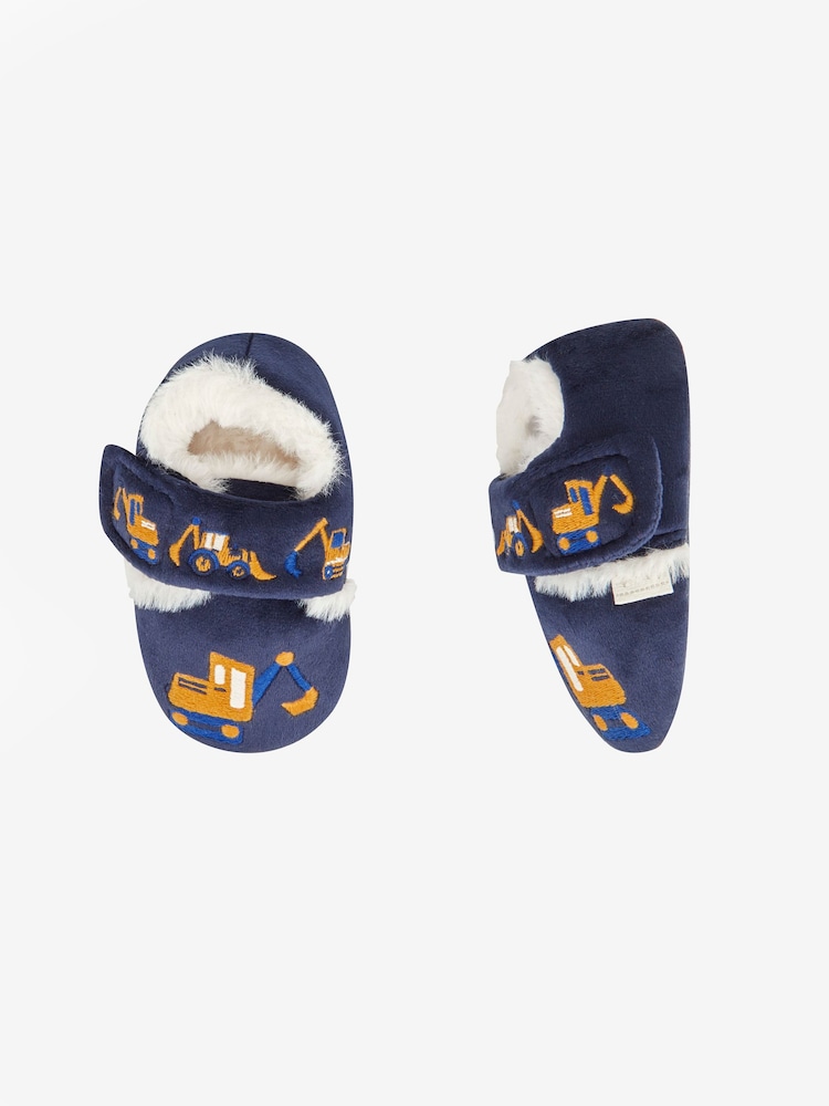 JoJo Maman Bébé Navy Girls' Digger Easy On Slippers - Image 4 of 4