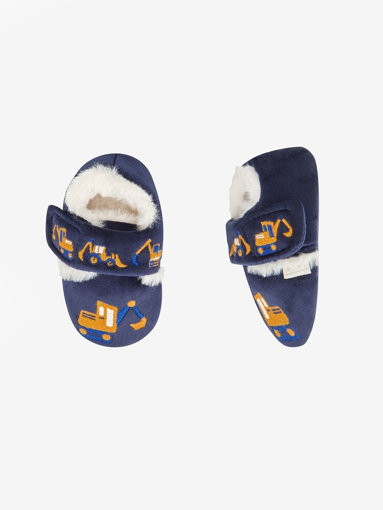 JoJo Maman Bébé Navy Girls' Digger Easy On Slippers - Image 4 of 4 JoJo Maman Bébé Navy Girls' Digger Easy On Slippers - Image 4 of 4