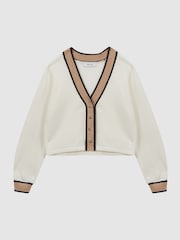 Reiss Ivory Emili 9-14 yrs Wool Blend V-Neck Cardigan - Image 2 of 6
