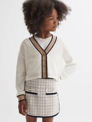 Reiss Ivory Emili 9-14 yrs Wool Blend V-Neck Cardigan - Image 3 of 6
