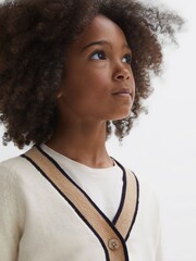 Reiss Ivory Emili 9-14 yrs Wool Blend V-Neck Cardigan - Image 4 of 6