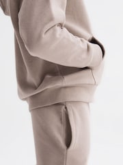 Reiss Taupe Ali Senior Garment Dye Jersey Joggers - Image 4 of 6