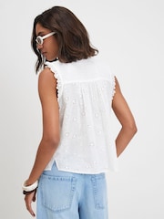 River Island White Sleeveless Broderie Ruffle Blouse - Image 3 of 4