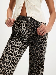 River Island Brown Leopard Print Slim Straight Leg Jeans - Image 4 of 5