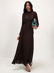River Island Brown Sheer Drape Maxi Dress - Image 1 of 4