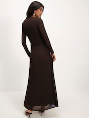 River Island Brown Sheer Drape Maxi Dress - Image 2 of 4