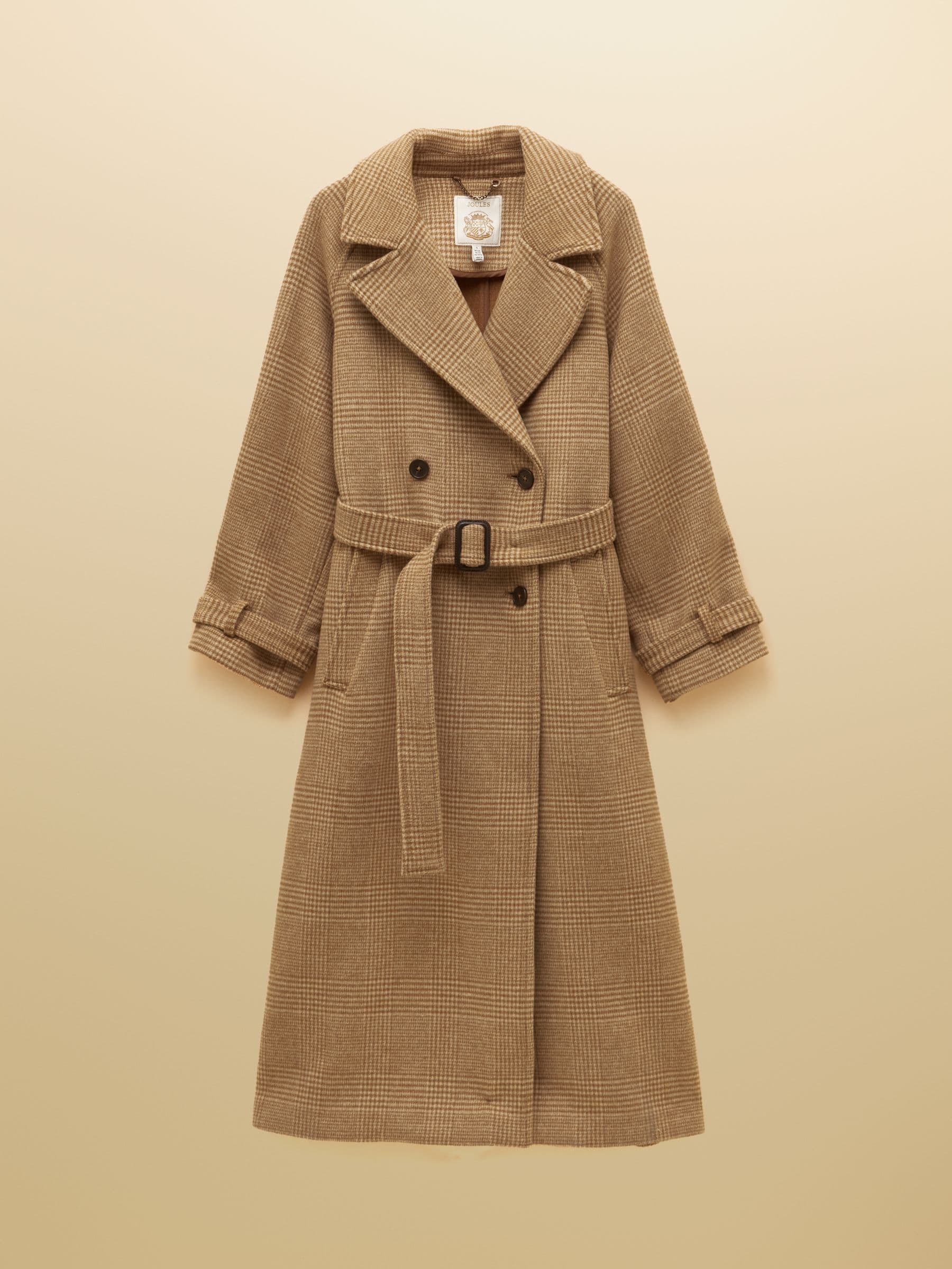 Buy Joules Amberley Tan Brown Longline Wool Blend Coat with Belt