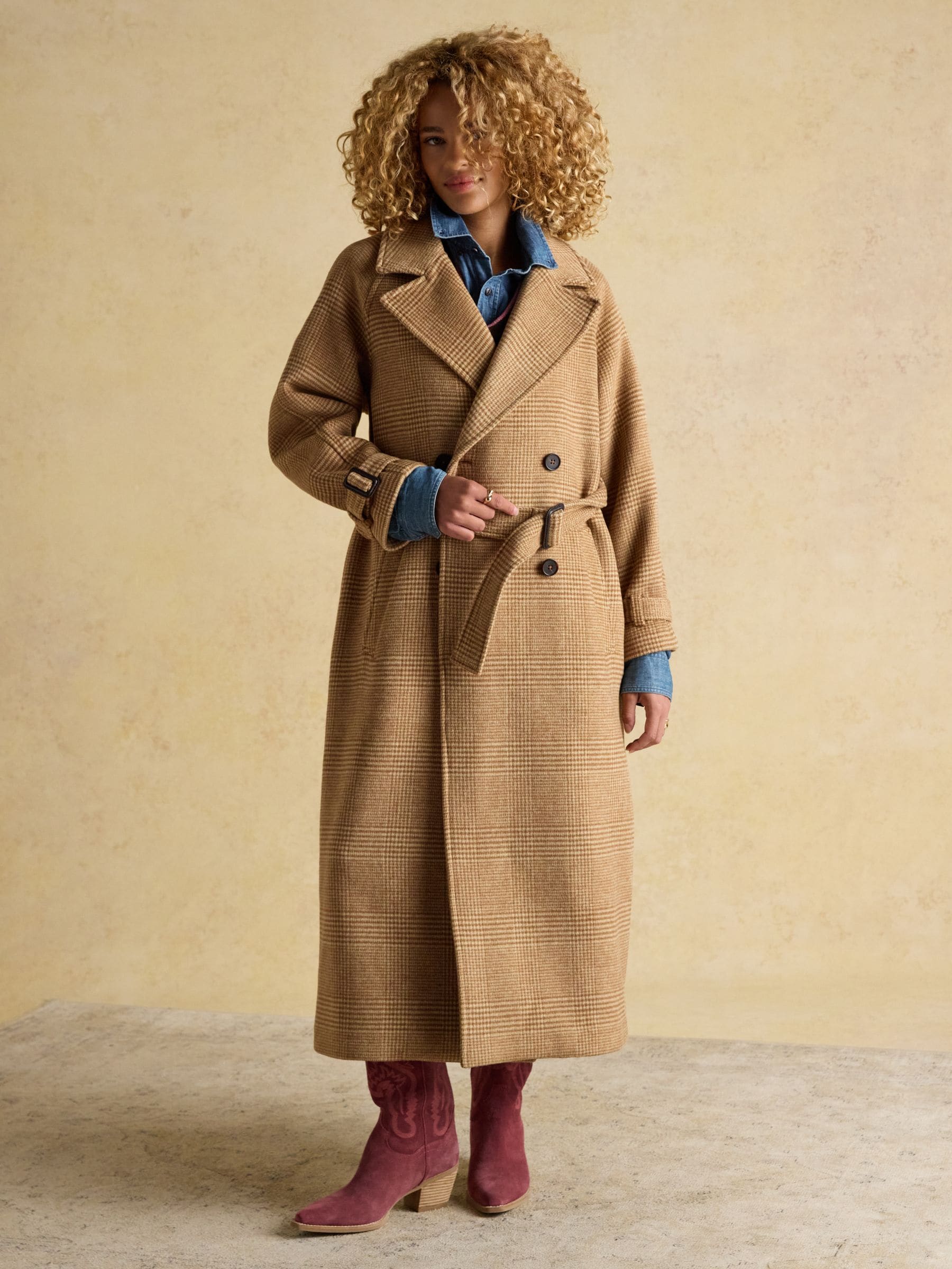 895美品✨ プラージュ エレガントウールジャケット 25SS キャメル Buy Joules Amberley Tan Brown Longline Wool Blend Coat with Belt