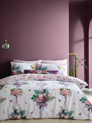 Bridgerton by Catherine Lansfield Pink Wallflower Reversible Duvet Cover Set - Image 1 of 3