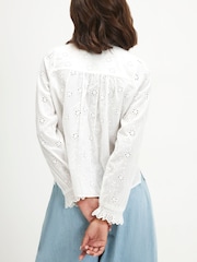 River Island White Long Sleeve Broderie Ruffle Blouse - Image 2 of 4
