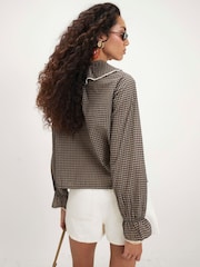 River Island Check Lace Ruffle Blouse - תמונה 3 מתוך 4