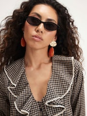 River Island Check Lace Ruffle Blouse - תמונה 4 מתוך 4