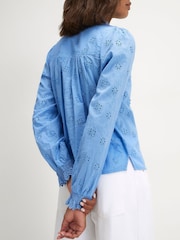 Azul - Blusa de manga larga con volantes y bordados de River Island - Imagen 4 de 4