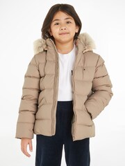 Tommy Hilfiger Kids Cream Essential Down Hood Jacket - Image 1 of 6