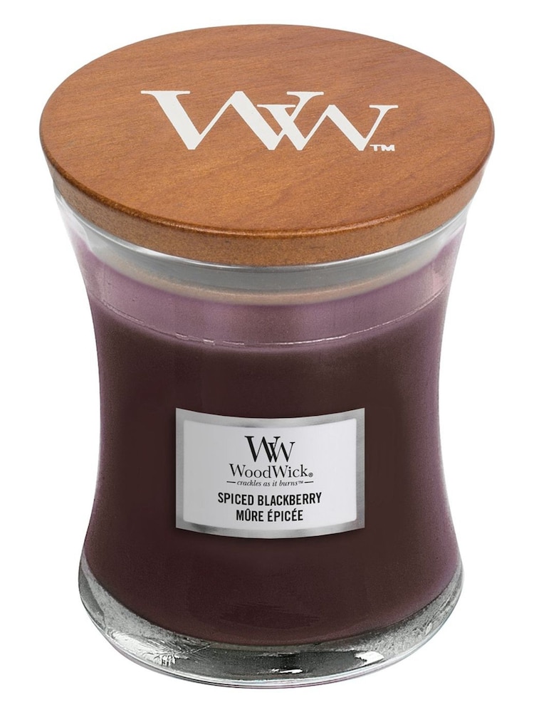 Woodwick Purple Medium Hourglass Scented Candle with Crackle Wick Blackberry - Image 2 of 3