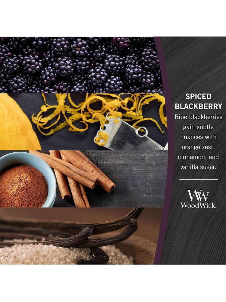 Woodwick Purple Medium Hourglass Scented Candle with Crackle Wick Blackberry - Image 3 of 3
