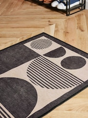 Monochrome Washable Pebla Geometric Shapes Runner - Image 2 of 6