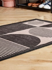Monochrome Washable Pebla Geometric Shapes Runner - Image 4 of 6
