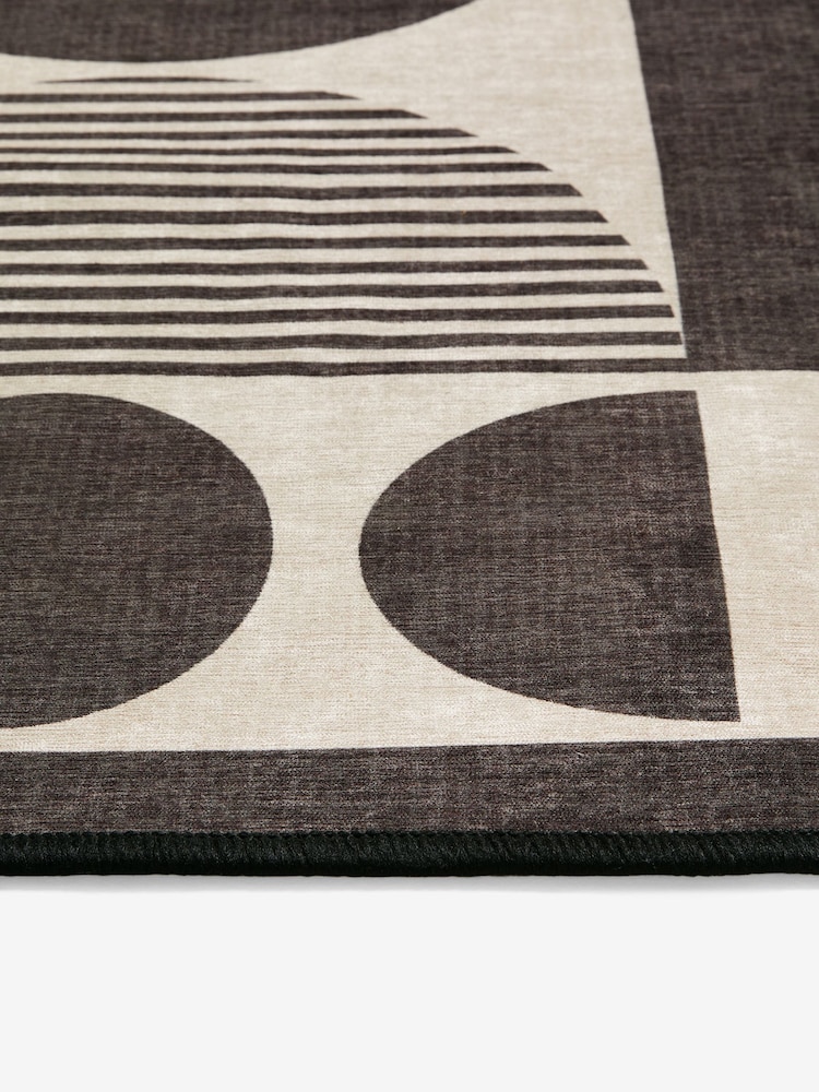 Monochrome Washable Pebla Geometric Shapes Runner - Image 6 of 6