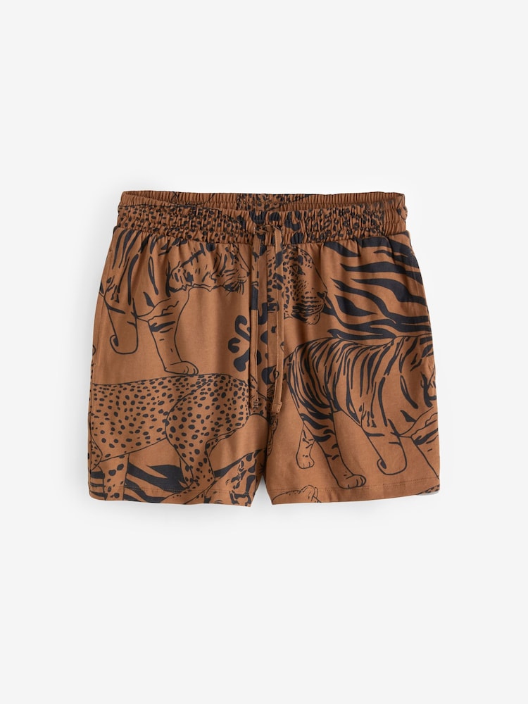 Cream Tiger Cotton Short Set Pyjamas - Image 8 of 9