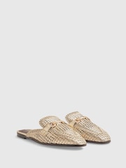 River Island Gold Woven Backless Loafers - Image 3 of 6