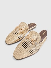 River Island Gold Woven Backless Loafers - Image 4 of 6