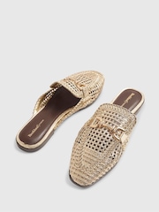 River Island Gold Woven Backless Loafers - Image 5 of 6