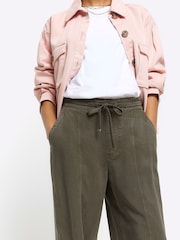 River Island Green Petite Wide Leg Relaxed Trousers - Image 3 of 4