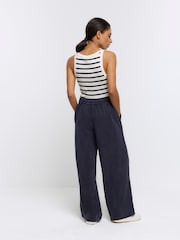 River Island Blue Petite Wide Leg Relaxed Trousers - Image 2 of 4