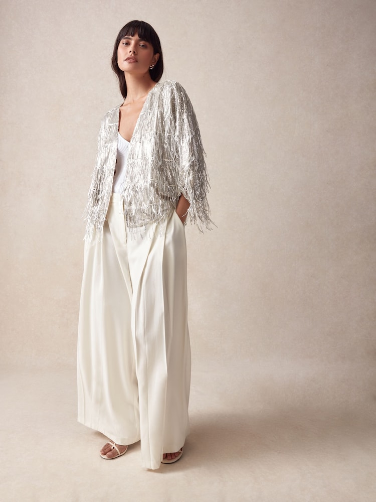 Silver Sequin Fringe Jacket - Image 2 of 6