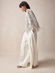 Silver Sequin Fringe Jacket - Image 3 of 6