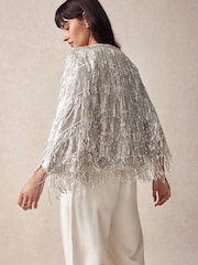 Silver Sequin Fringe Jacket - Image 4 of 6