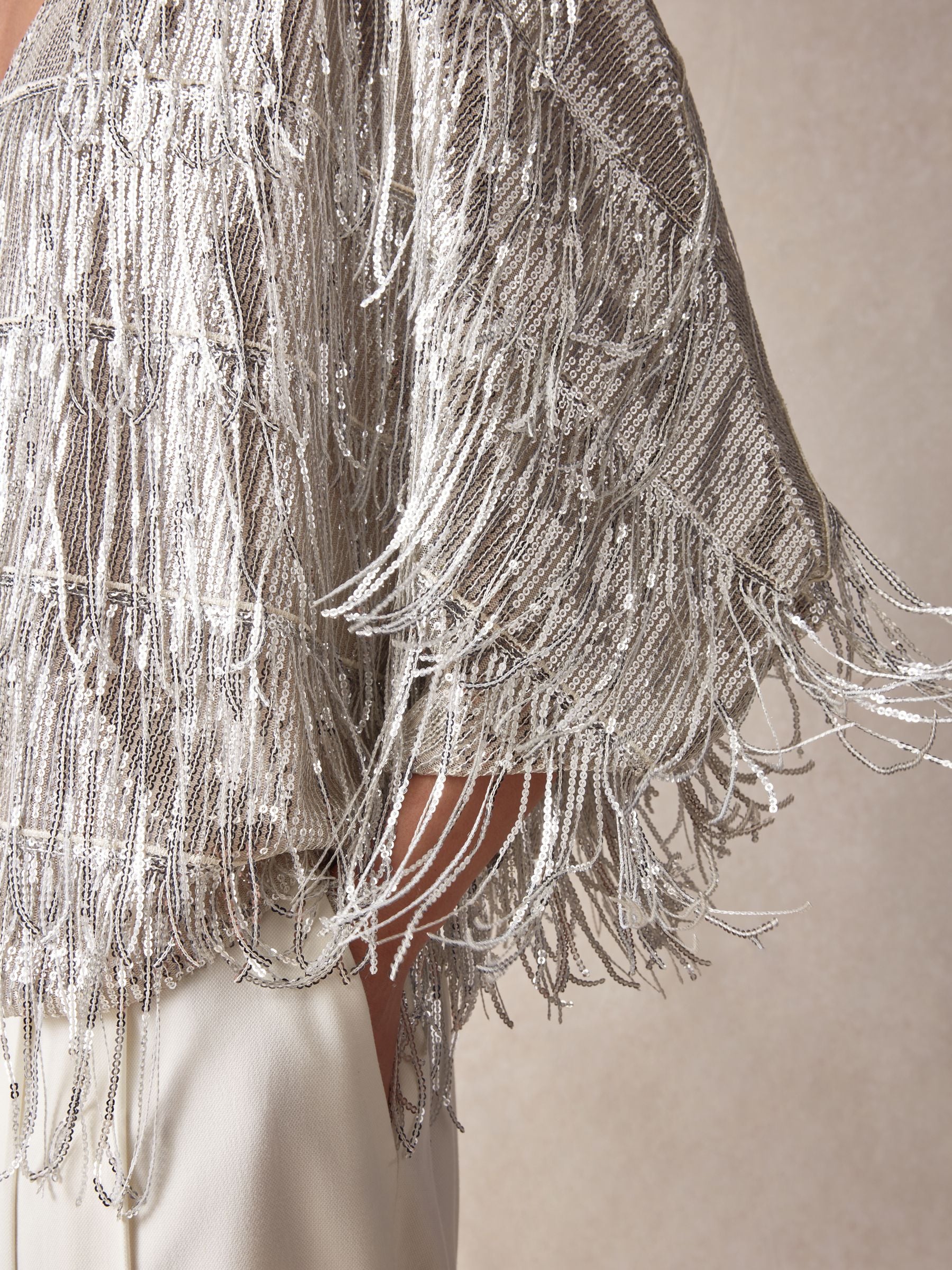 Silver fringe jacket cheap