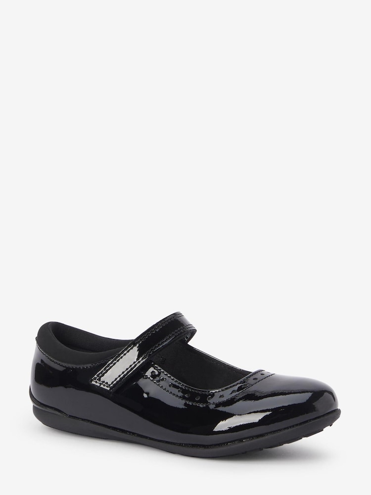Black Patent Narrow Fit (E) School Leather Mary Jane Brogues - Image 2 of 5
