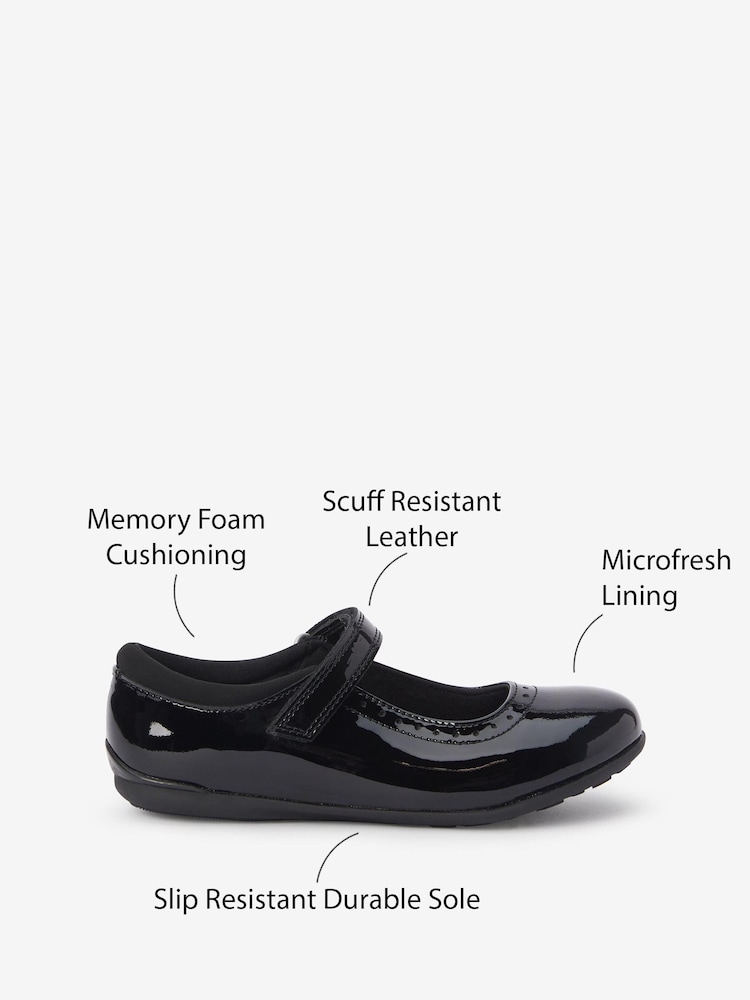 Black Patent Narrow Fit (E) School Leather Mary Jane Brogues - Image 5 of 5