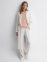 Reiss Neutral Agnes Wool Blend Hoodie - Image 3 of 5