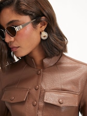 River Island Brown PU Drummer Jacket - Image 3 of 4